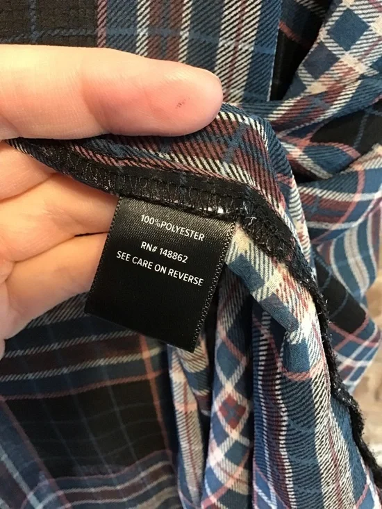 TORRID Women's Black Teal Burgundy White Plaid Open Front Kimono Cardigan 1X - Picture 6 of 6